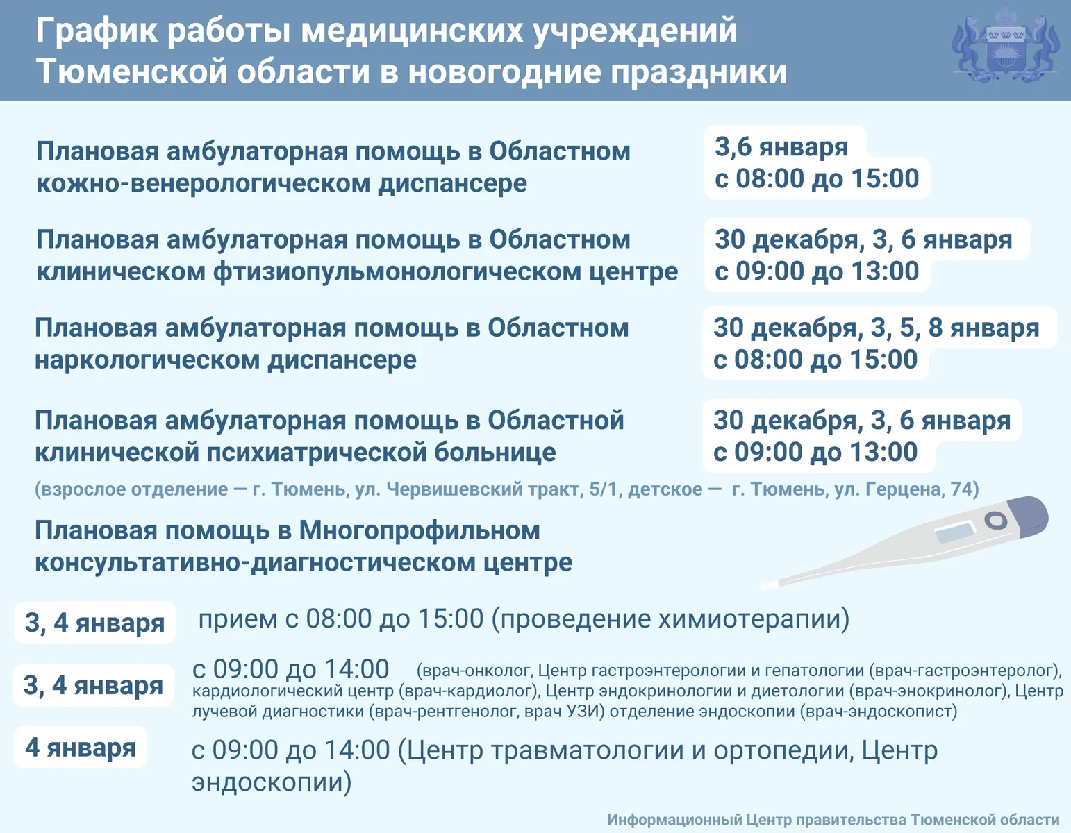 Опубликован график работы больниц Тюменской области в новогодние праздники  МегаТюмень