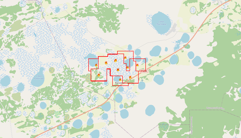 Карта очагов возгорания тюмень